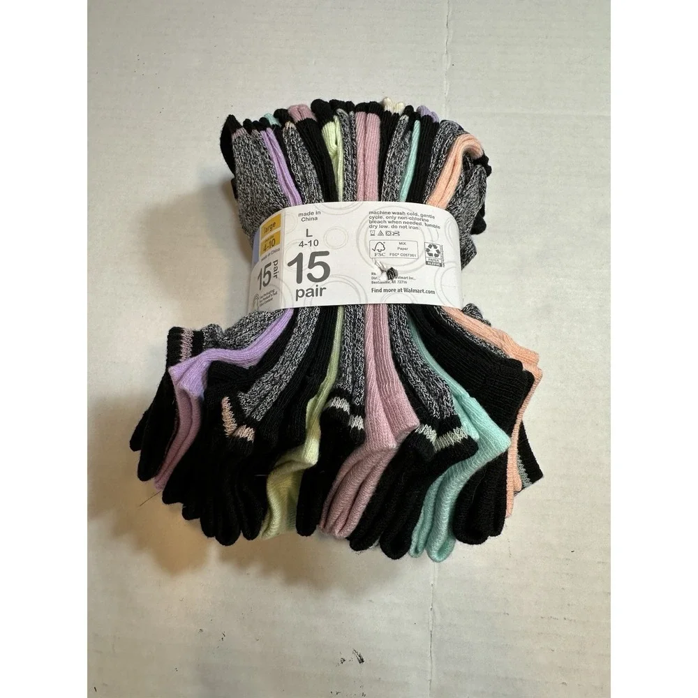 wonder nations girls‎ 15 pack no show ankle socks size large 4-10